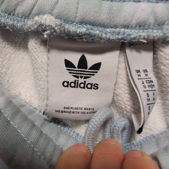 Adidas Women's Light Blue Tie-Dye Lounge Shorts - Picture 9 of 12